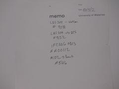 Photocopy of Memo of numbers for Gandalf connection
