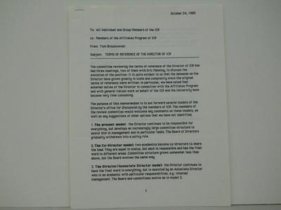 Memo: "TERMS OF REFERENCE OF THE DIRECTOR OF ICR"