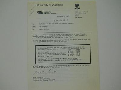 Memo: "ICR OFFICE MOVE"