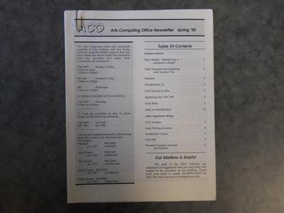 Arts Computing Office Newsletter Spring '90