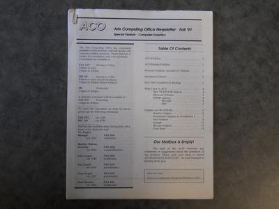 Arts Computing Office Newsletter Fall '91