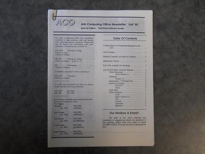 Arts Computing office Newsletter Fall '90 Special Edition- WATSTAR Software Guide