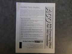 Arts Computing Office Fall 1993 Newsletter