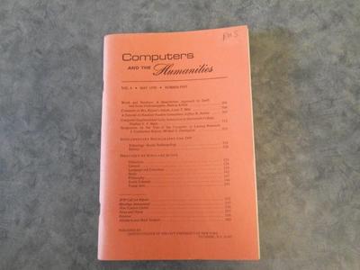 Computers and the Humanities Vol. 4, No. 5, May 1970