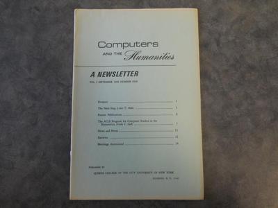 Computers and the Humanities Vol. 1, No. 1, September 1966