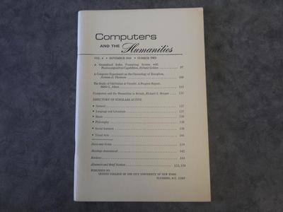 Computers and the Humanities Vol. 4, No. 2, November 1969