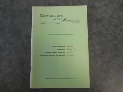 Computers and the Humanities Vol. 7, No. 1, September 1972