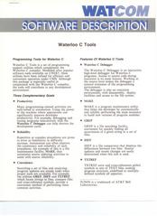 WATCOM Software Description of Waterloo C Tools