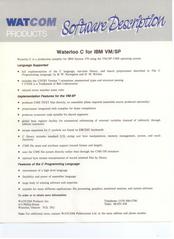 WATCOM Software Description of Waterloo C for IBM VM/SP