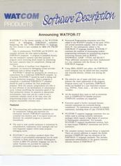 WATCOM Software Description of WATFOR-77