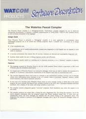 WATCOM Software Description of The Waterloo Pascal Compiler