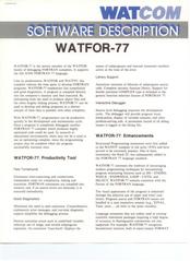 WATCOM Software Description of WATFOR-77