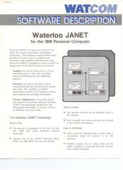 WATCOM Software Description of Waterloo JANET for the IBM Personal Computer